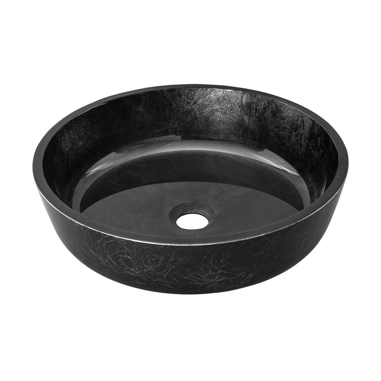 Avallon Black Round Glass Above-Counter Vessel Sink