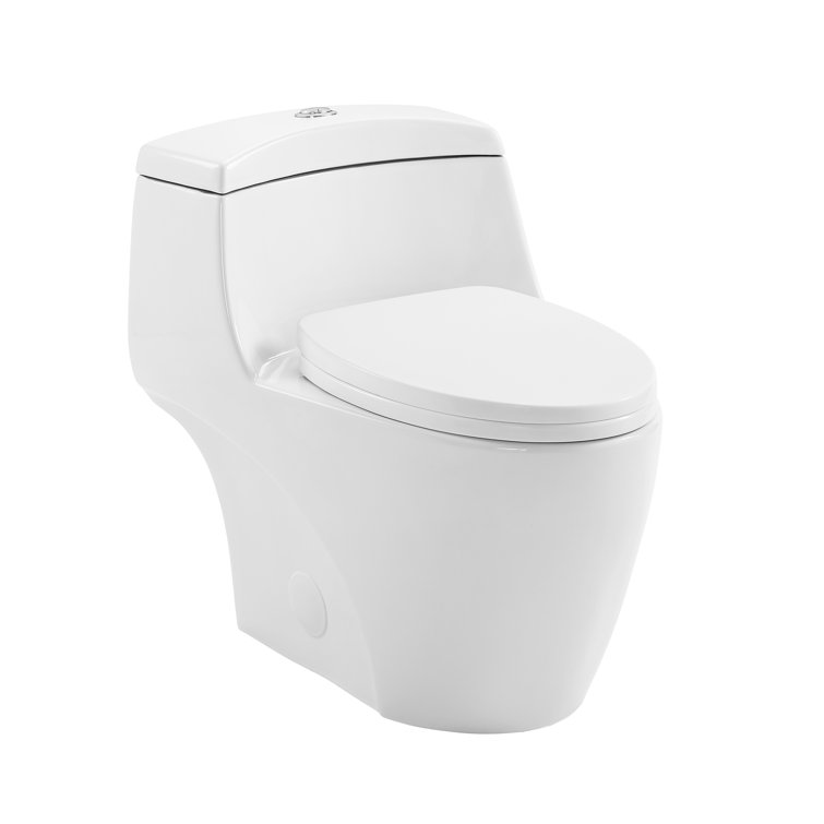 Manoir Glossy White Ceramic Dual-Flush Elongated One-Piece Toilet