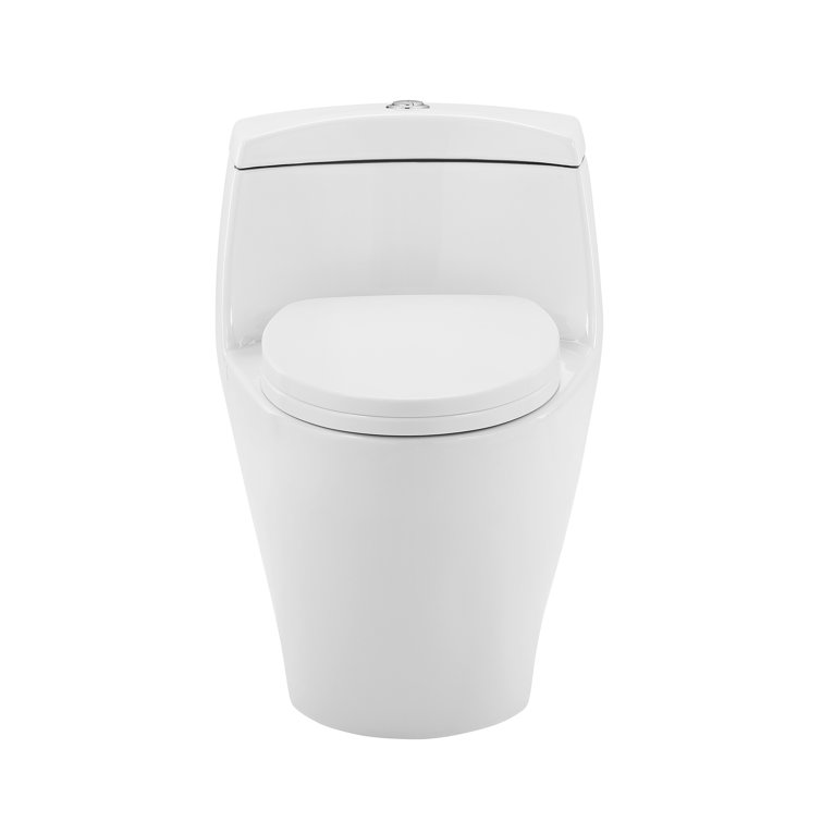 Manoir Glossy White Ceramic Dual-Flush Elongated One-Piece Toilet