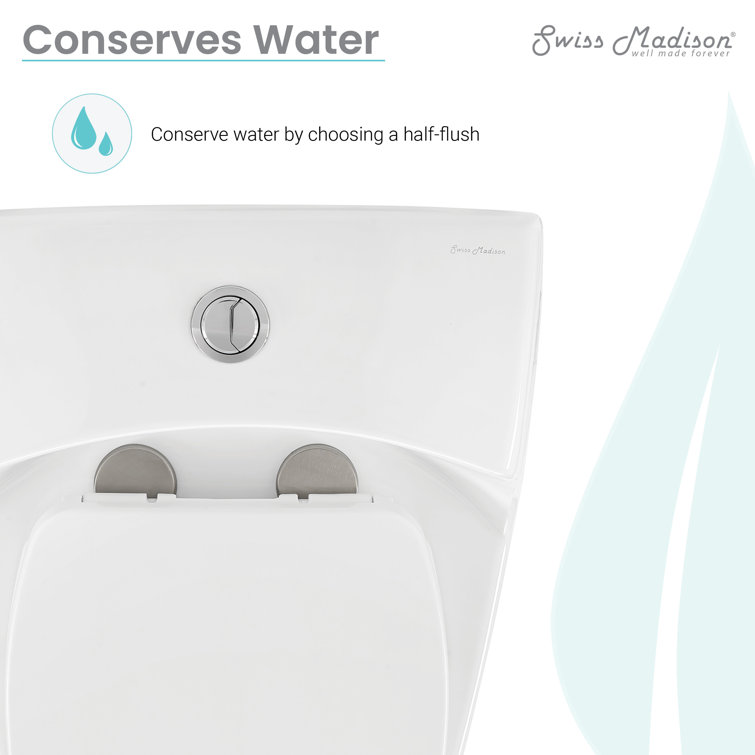 Manoir Glossy White Ceramic Dual-Flush Elongated One-Piece Toilet