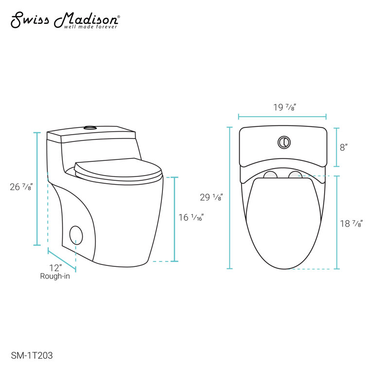 Manoir Glossy White Ceramic Dual-Flush Elongated One-Piece Toilet