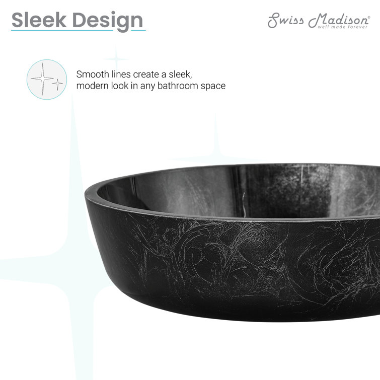 Avallon Black Round Glass Above-Counter Vessel Sink
