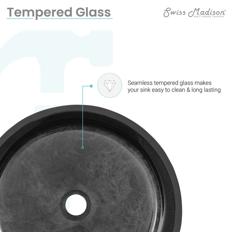 Avallon Black Round Glass Above-Counter Vessel Sink