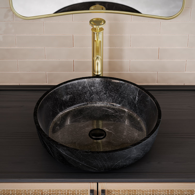 Avallon Black Round Glass Above-Counter Vessel Sink