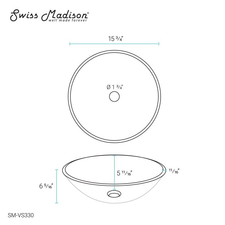 Virage 16" Clear Glass Round Vessel Sink
