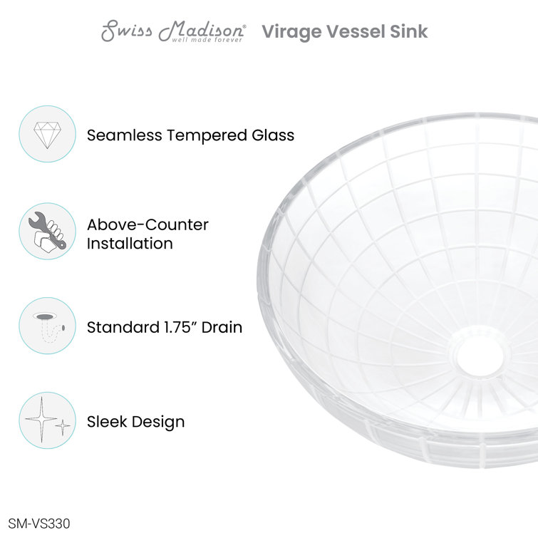 Virage 16" Clear Glass Round Vessel Sink