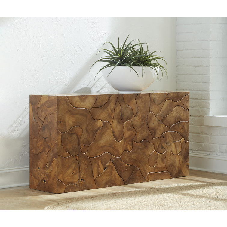 Natural Teak Rectangular Wood Console Table