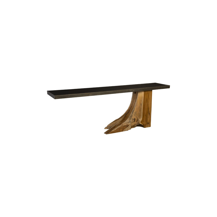 Teak Wood and Iron Rectangular Console Table