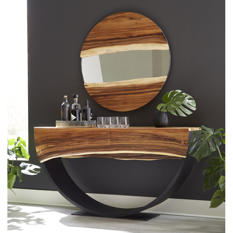 Arc 60'' Black and Brown Wood Metal Console Table