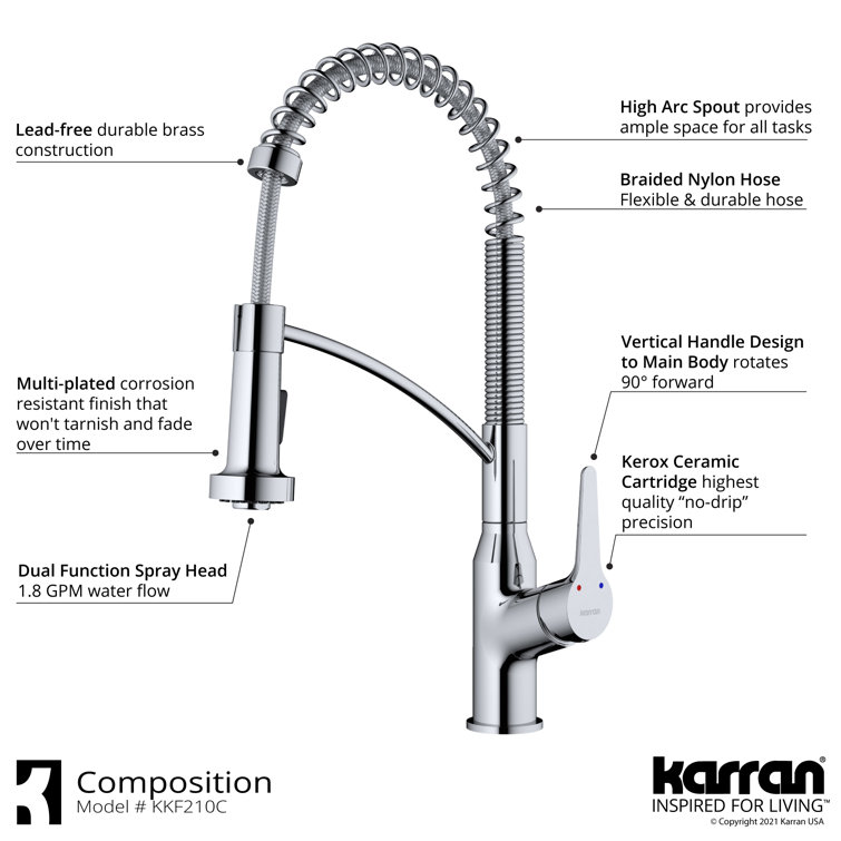 Chrome Single-Handle Pull-Down Sprayer Kitchen Faucet