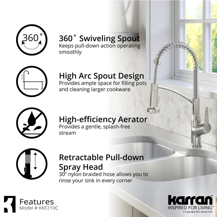 Chrome Single-Handle Pull-Down Sprayer Kitchen Faucet