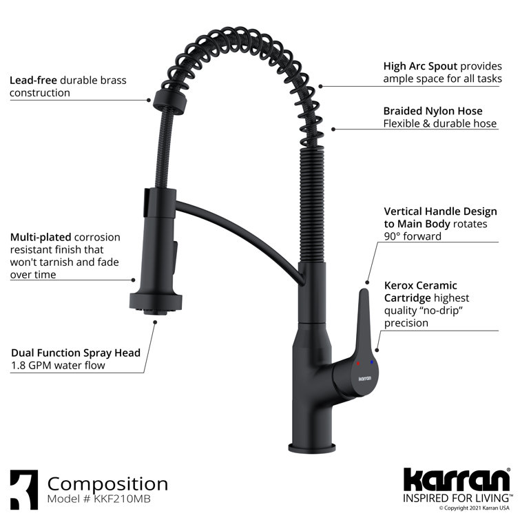 Matte Black Brass Pull-Down Sprayer Kitchen Faucet