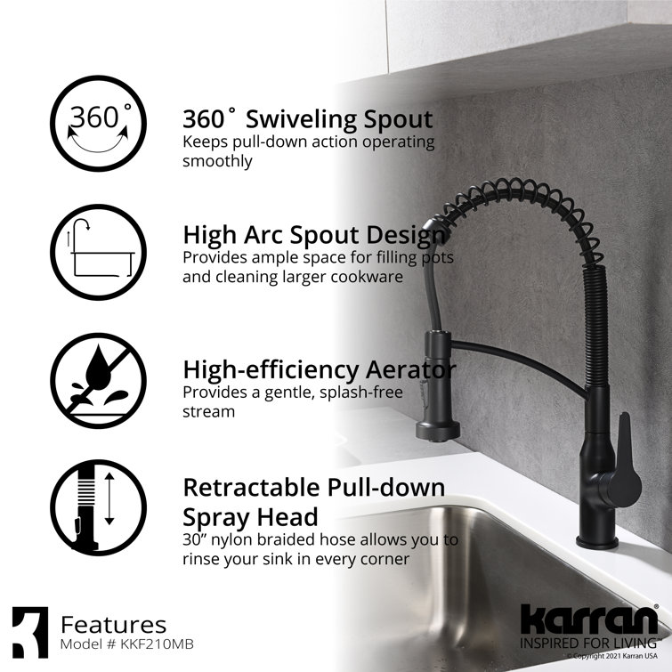 Matte Black Brass Pull-Down Sprayer Kitchen Faucet