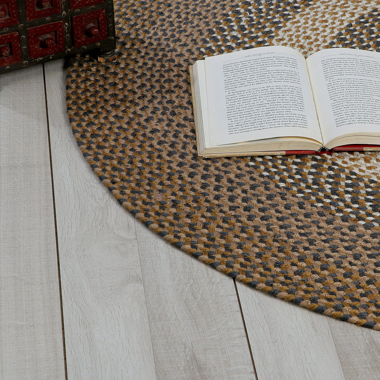 Handmade Braided Brown and Charcoal Oval Area Rug 6' x 9'
