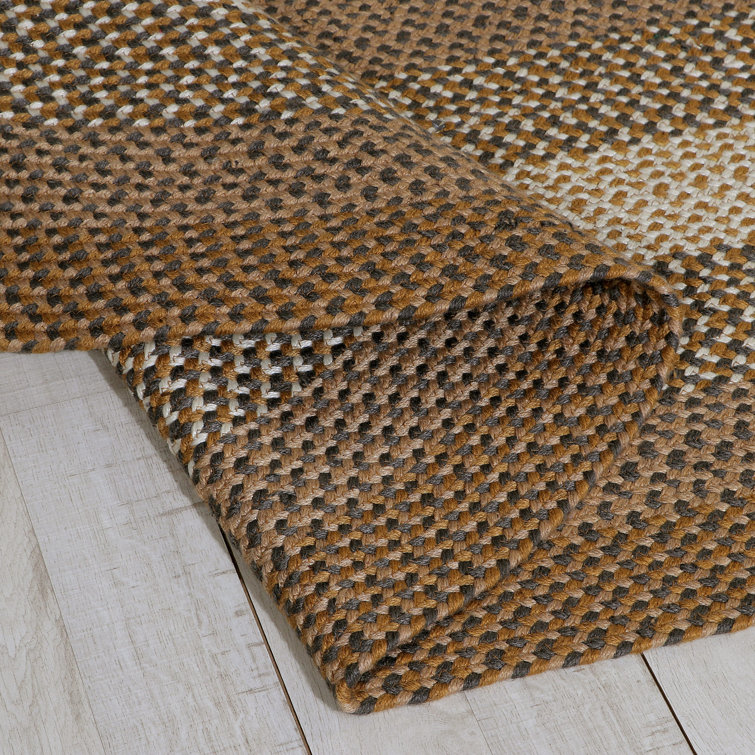 Handmade Braided Brown and Charcoal Oval Area Rug 6' x 9'