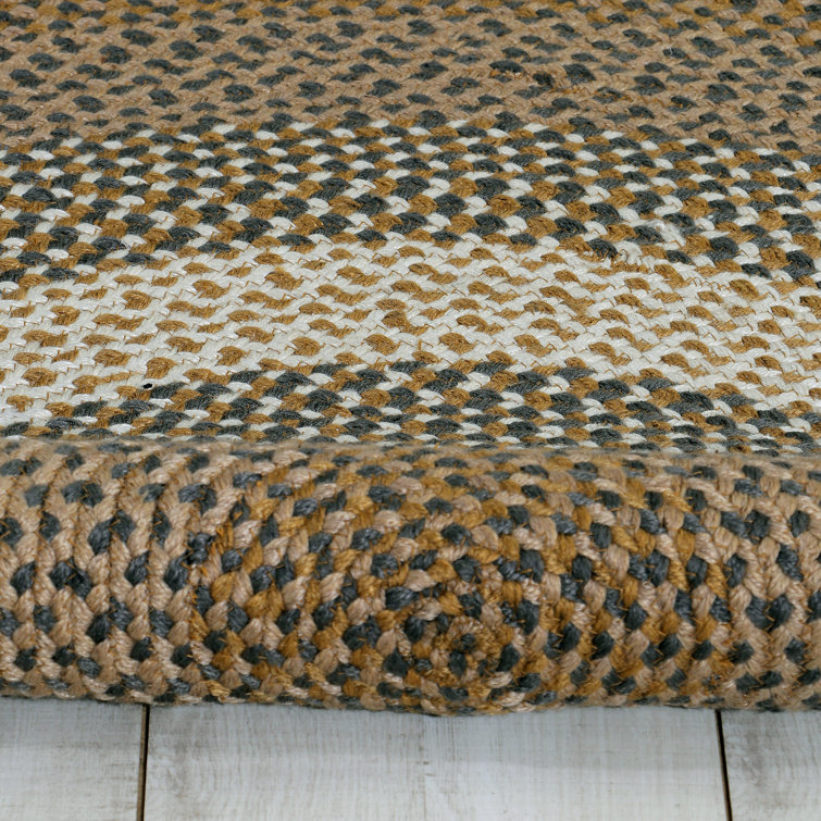 Handmade Braided Brown and Charcoal Oval Area Rug 6' x 9'