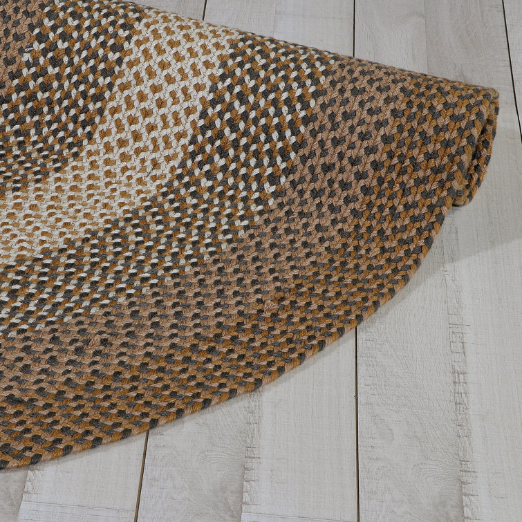 Handmade Braided Brown and Charcoal Oval Area Rug 6' x 9'