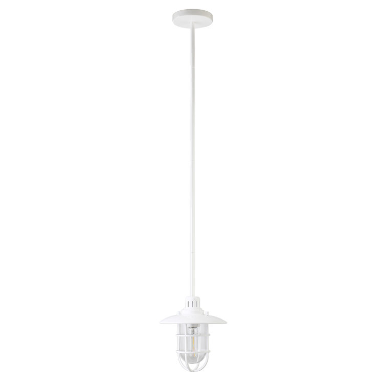 White Glass and Metal Globe Pendant Light