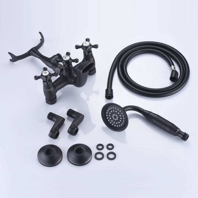 Oil Rubbed Bronze Wall Mount Clawfoot Tub Faucet with Hand Shower