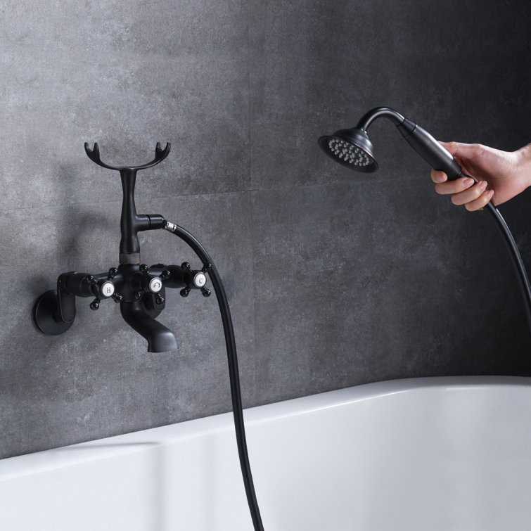 Oil Rubbed Bronze Wall Mount Clawfoot Tub Faucet with Hand Shower