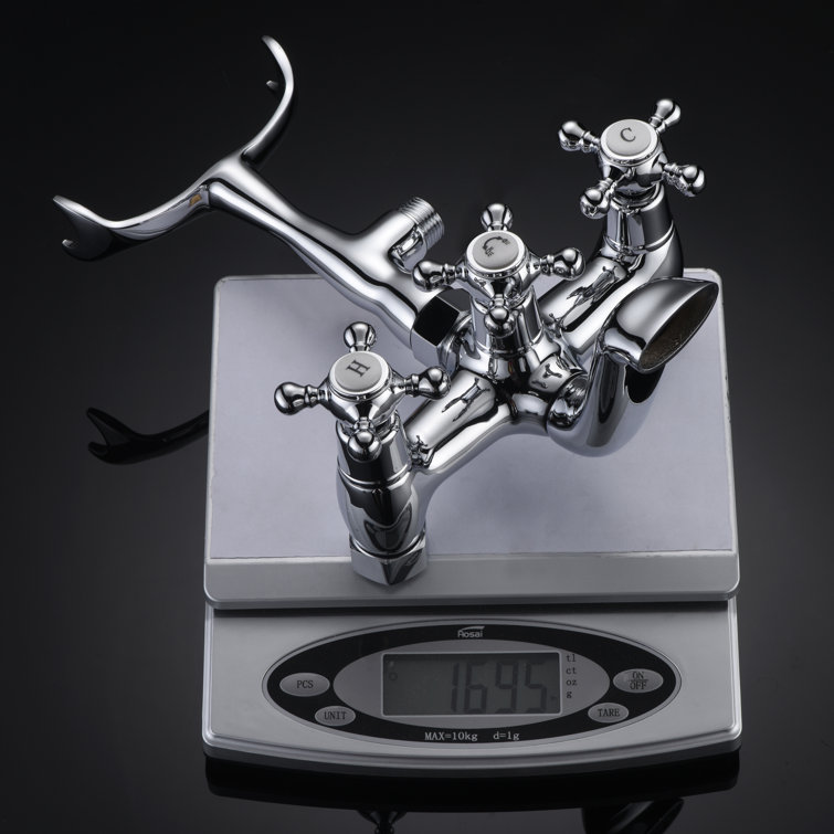Chrome Wall Mount Clawfoot Tub Faucet with Hand Shower