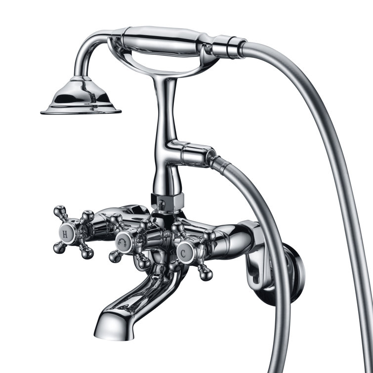 Chrome Wall Mount Clawfoot Tub Faucet with Hand Shower