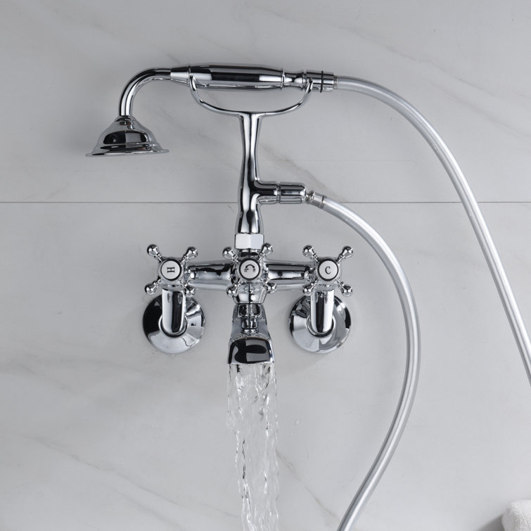 Chrome Wall Mount Clawfoot Tub Faucet with Hand Shower