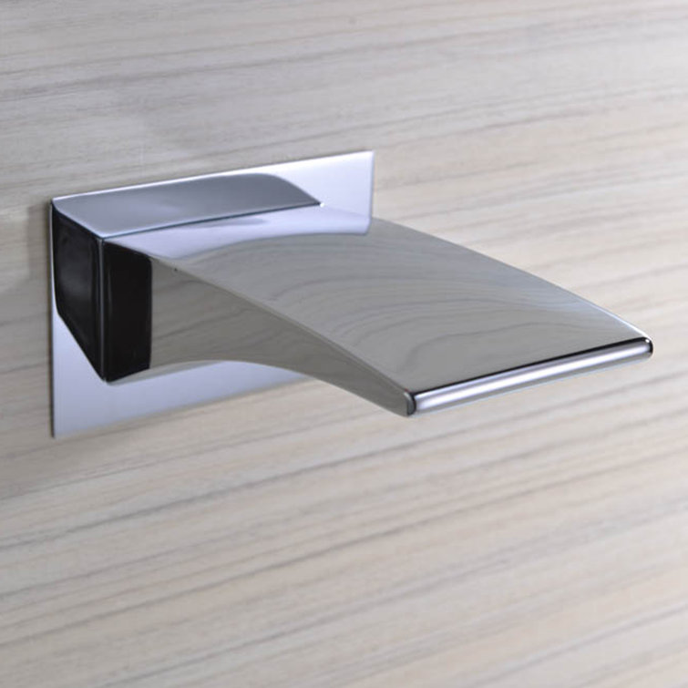 Sleek Chrome Wall-Mount Waterfall Tub Faucet with Hand Shower