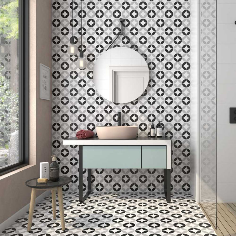 Twinkle Black and Gray 9" Porcelain Matte Wall and Floor Tile
