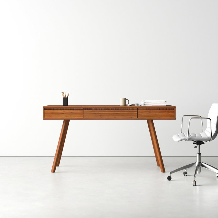 Amber Bamboo 60" Writing Desk with Splayed Legs and Drawers
