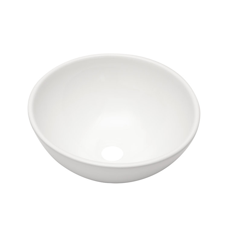 GhomeG LMP180GHG04 13"L White Ceramic Vessel Bathroom Sink Circular Drop-in Vanity Sink