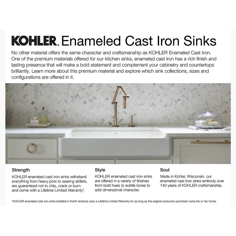 White 36" Cast Iron Farmhouse Kitchen Sink