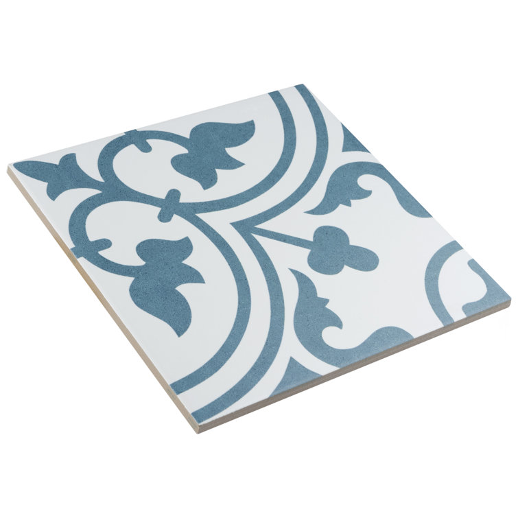 Cloud Blue and Off-White Porcelain Patterned Wall and Floor Tile