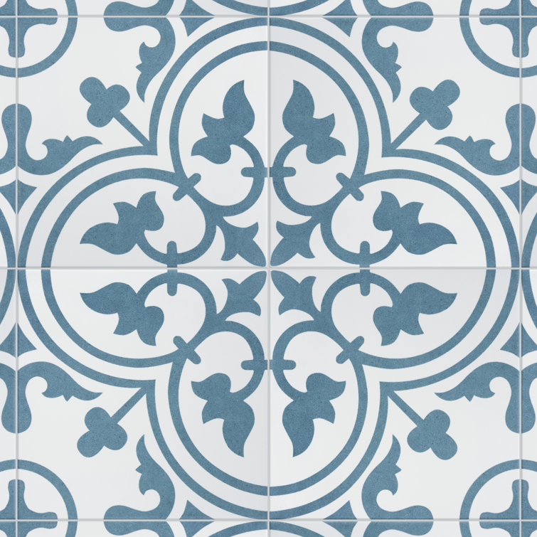 Cloud Blue and Off-White Porcelain Patterned Wall and Floor Tile