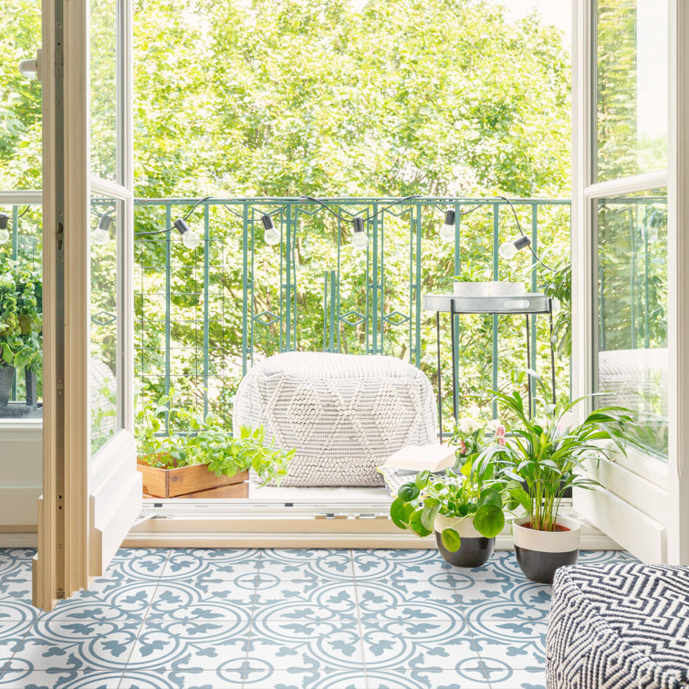 Cloud Blue and Off-White Porcelain Patterned Wall and Floor Tile