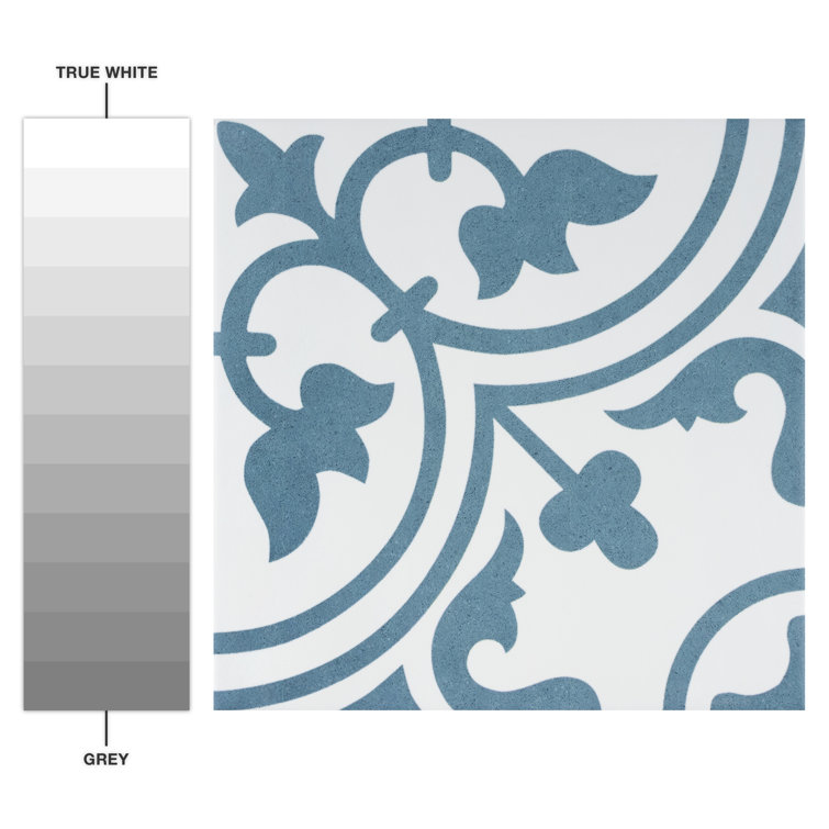 Cloud Blue and Off-White Porcelain Patterned Wall and Floor Tile