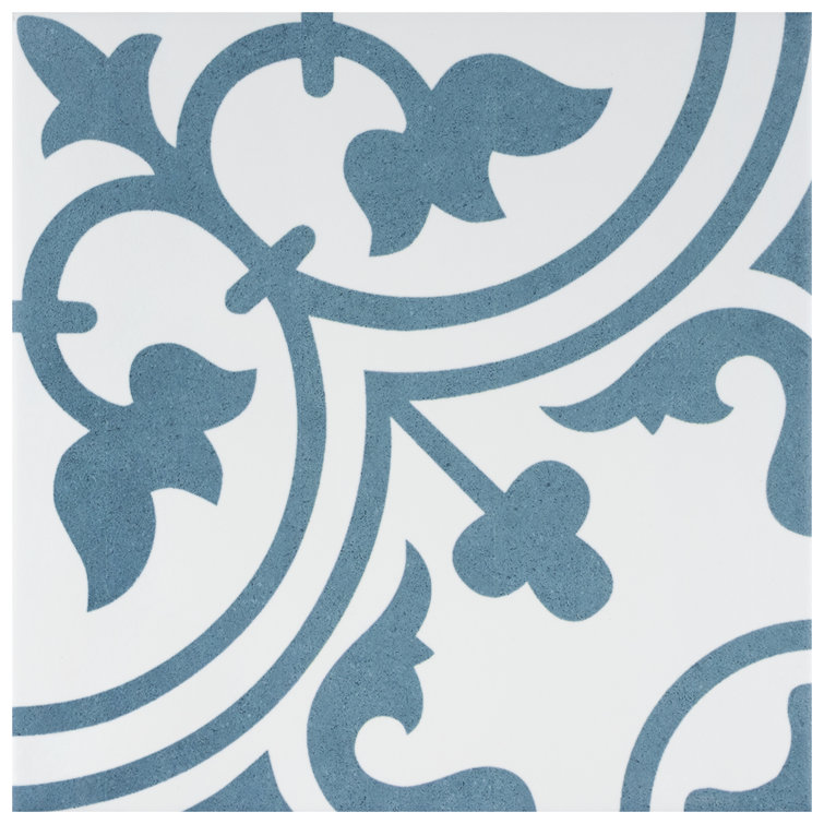 Cloud Blue and Off-White Porcelain Patterned Wall and Floor Tile