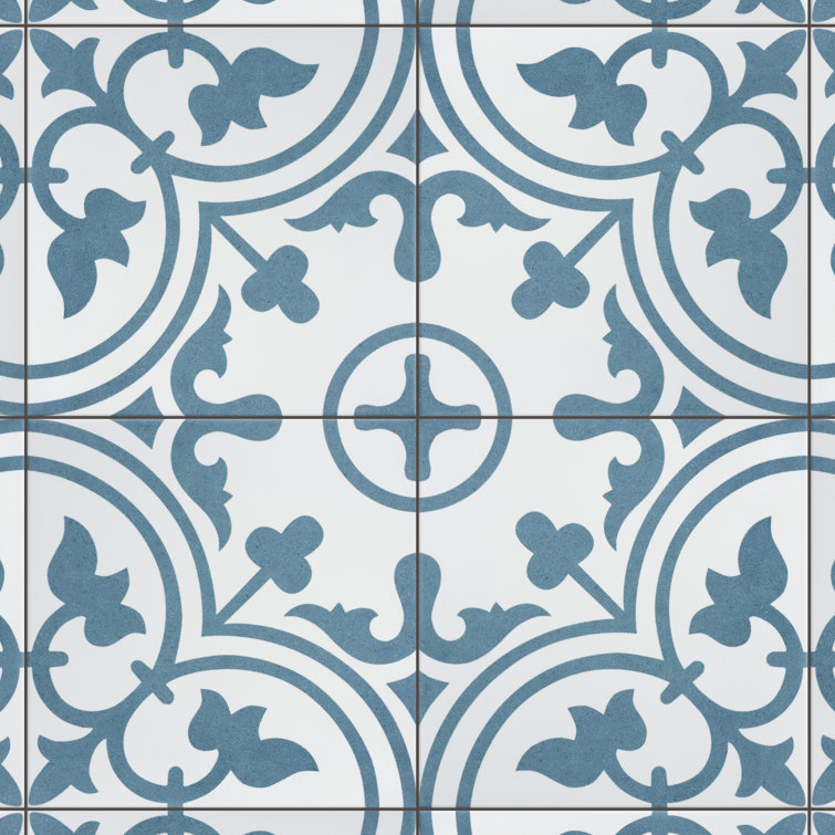 Cloud Blue and Off-White Porcelain Patterned Wall and Floor Tile