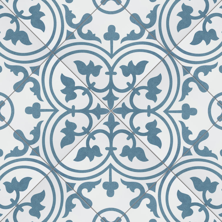 Cloud Blue and Off-White Porcelain Patterned Wall and Floor Tile