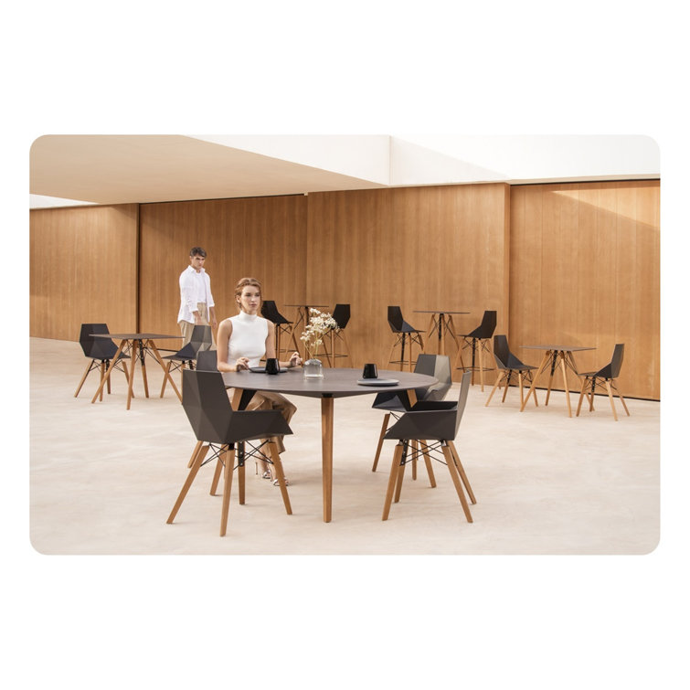 Faz Square Matte Black & Beech Wood Dining Table for Four