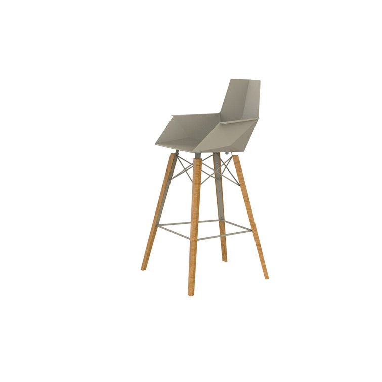 Ecru Polypropylene and Beech Wood Counter Stool