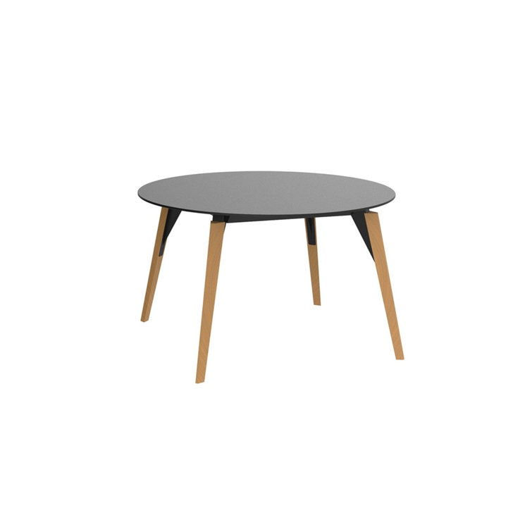 Large Black Beech Wood Round Lounge Table, 55" Diameter