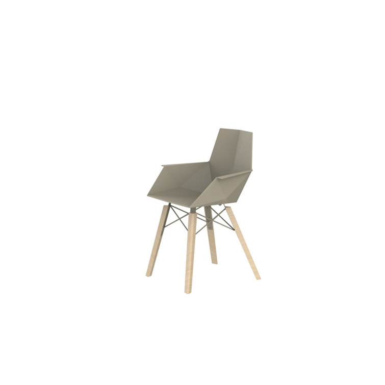 Ecru Polypropylene and Beech Wood Dining Chair