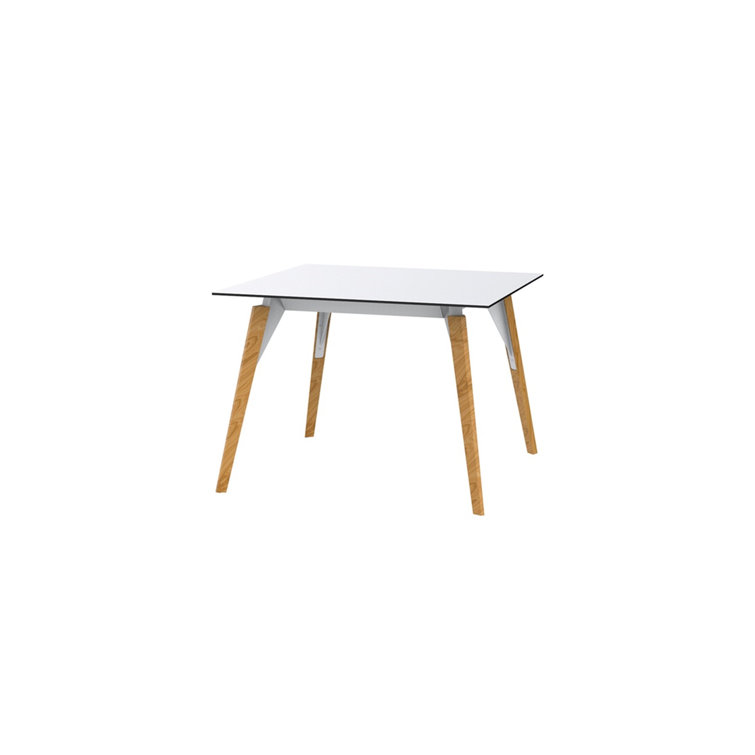 White Square Dining Table with Oak Beech Wood Legs