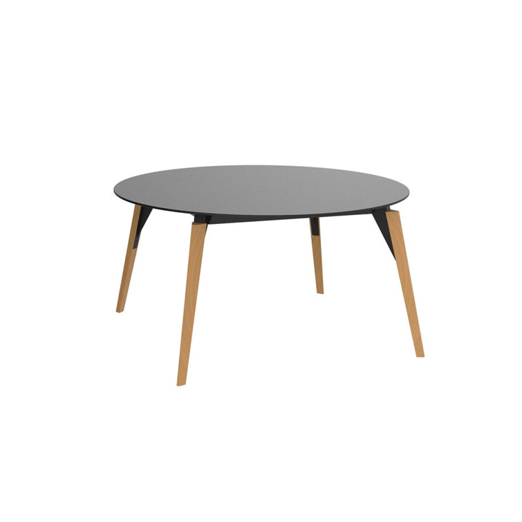 Large Black Beech Wood Round Lounge Table, 55" Diameter