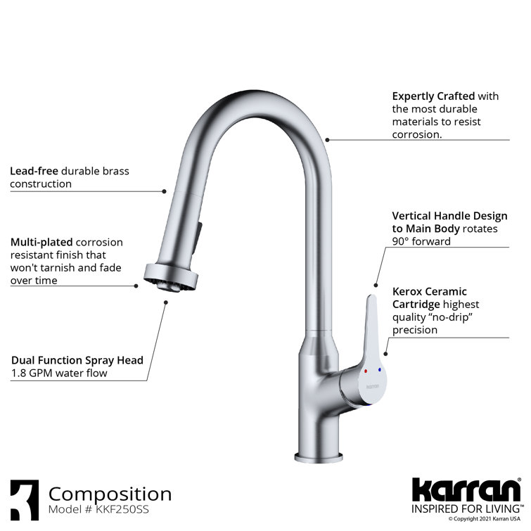 Stainless Steel Single Handle Pull-Down Kitchen Faucet