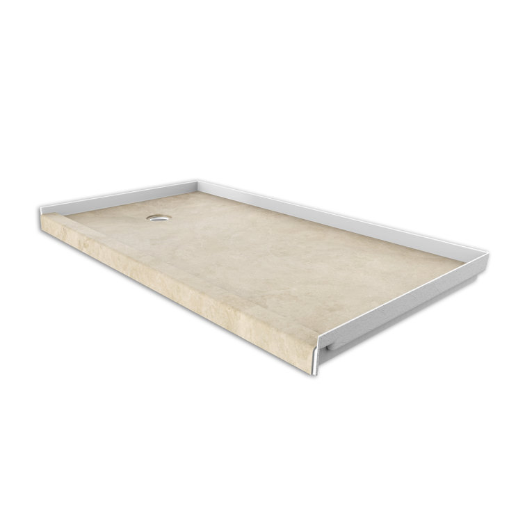 Creme Travertine 60" x 30" Rectangular Single Threshold Shower Base
