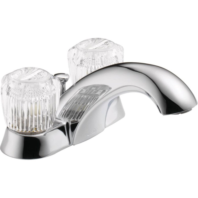 Chrome Brass Centerset Bathroom Faucet with Acrylic Handles