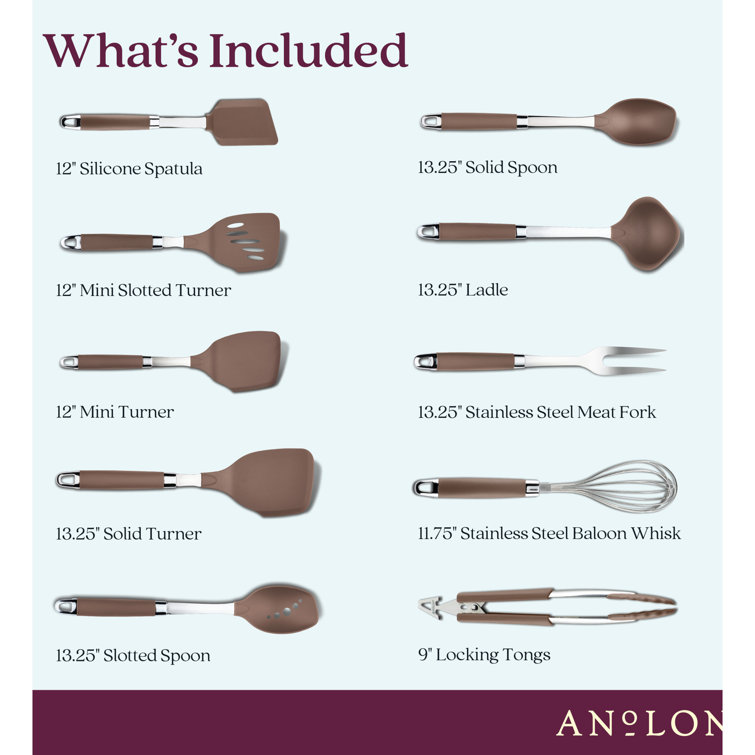 Bronze 10-Piece Nonstick Nylon Kitchen Utensil Set