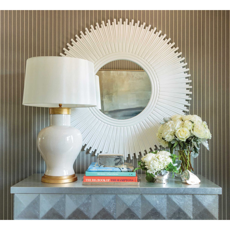 Celedon White Linen Ceramic Table Lamp with Drum Shade
